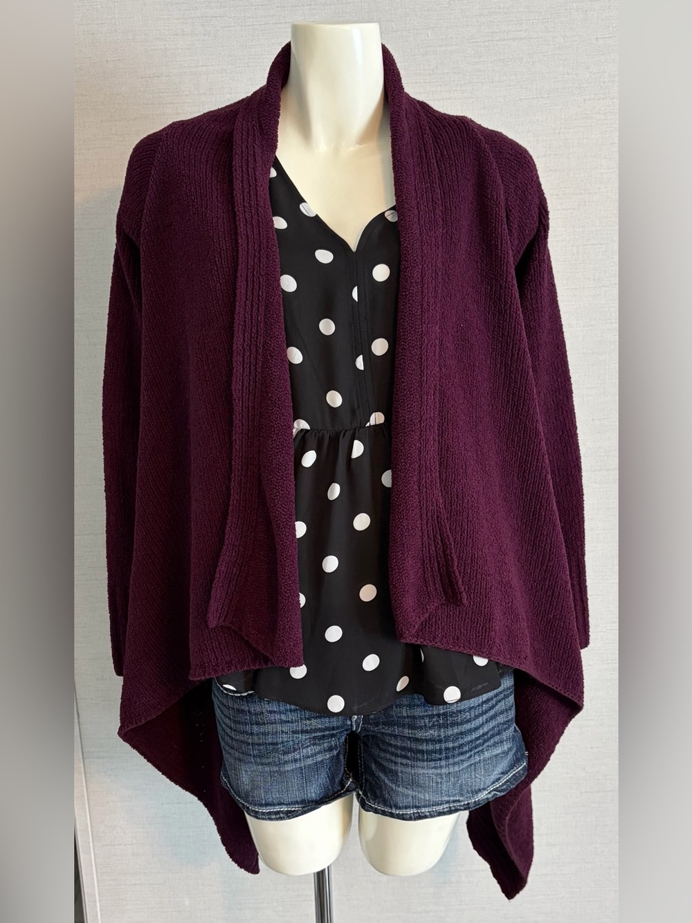 Merona Women's Small Open Front Plush Draped Cardigan - Picture 2 of 4